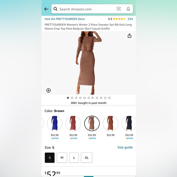 Amazon 2 Piece Sweater Set Rib Knit Long Sleeve Crop Top Maxi Bodycon Skirt - Picture 5 of 10